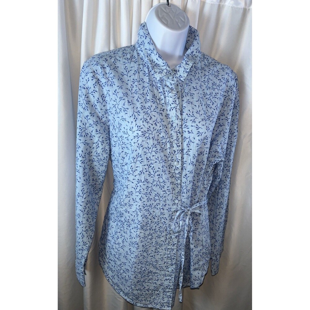 Liz Claiborne Women’s Button Front Blouse Size XL Light Blue Vine Dusty Carrer
